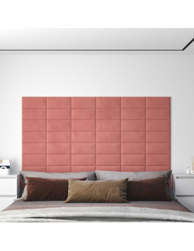 Testiera da Parete 12 pcs Rosa 30 x 15 cm Velluto