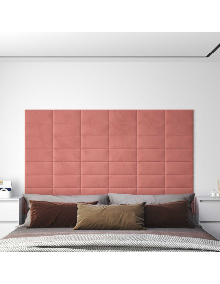 Testiera da Parete 12 pcs Rosa 30 x 15 cm Velluto