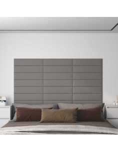 Testiera da Parete 12 pcs Grigio chiaro 60 x 15 cm Tessuto