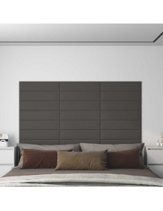 Testiera da Parete 12 pcs Grigio scuro 60 x 15 cm Tessuto