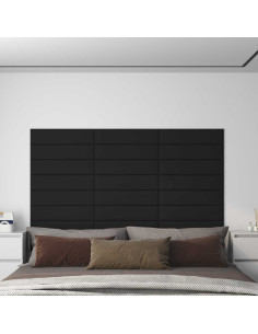 Testiera da Parete 12 pcs Nero 60 x 15 cm Tessuto