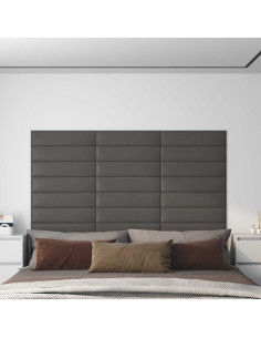 Testiera da Parete 12 pcs Grigio 60 x 15 cm Tessuto