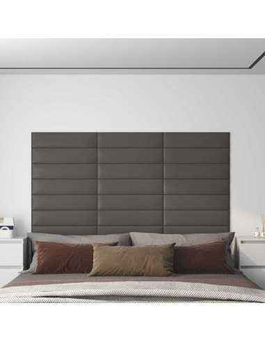 Testiera da Parete 12 pcs Grigio 60 x 15 cm Tessuto