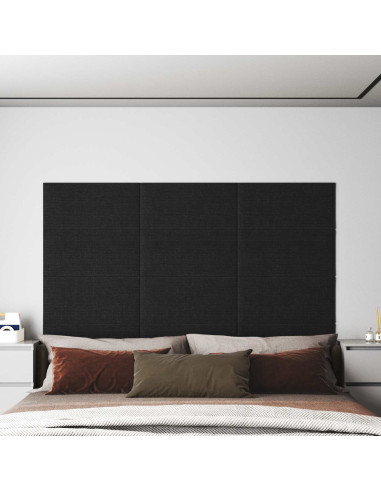 Testiera da Parete 12 pcs Nero 60 x 30 cm Tessuto