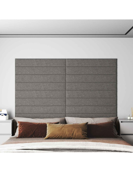 Testiera da Parete 12 pcs Grigio chiaro 90 x 15 cm Tessuto
