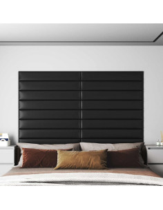 Testiera da Parete 12 pcs Nero 90 x 15 cm Tessuto