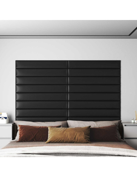 Testiera da Parete 12 pcs Nero 90 x 15 cm Tessuto