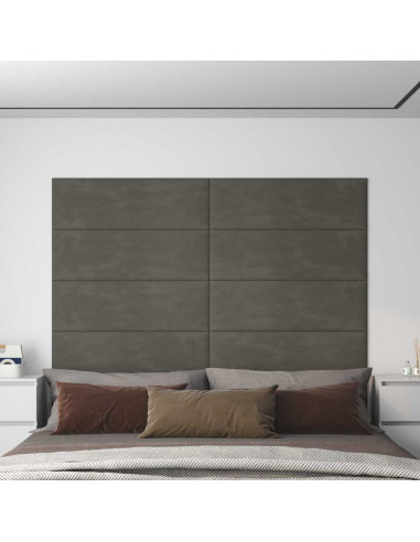 Testiera da Parete 12 pcs Grigio scuro 90 x 30 cm Velluto