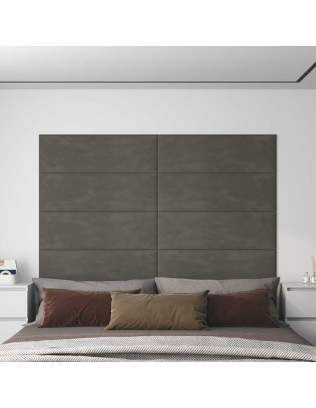 Testiera da Parete 12 pcs Grigio scuro 90 x 30 cm Velluto