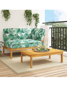 Set di divani 2 pcs Motivo Foglia Legno di Acacia Massello