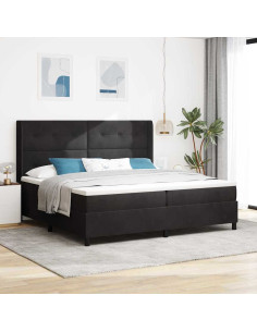 Letto a molle con materasso con led Nero 200 x 200 cm Velluto