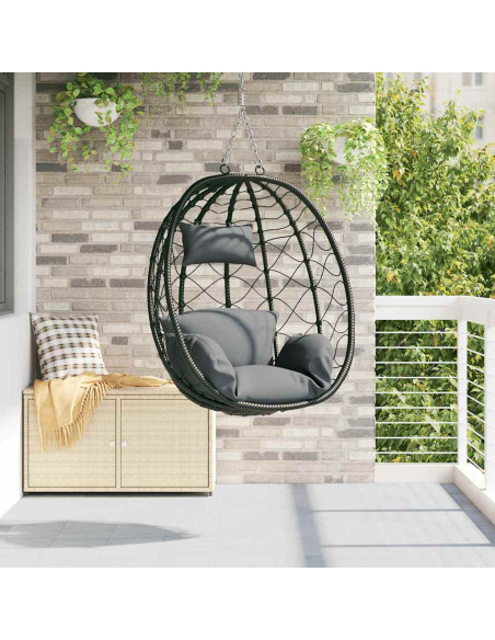 Sedia uovo sospesa Antracite 91,5 x 60 x 110 cm polyrattan