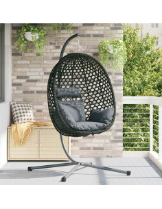 Sedia uovo sospesa Antracite e nero 104 x 100 x 191 cm