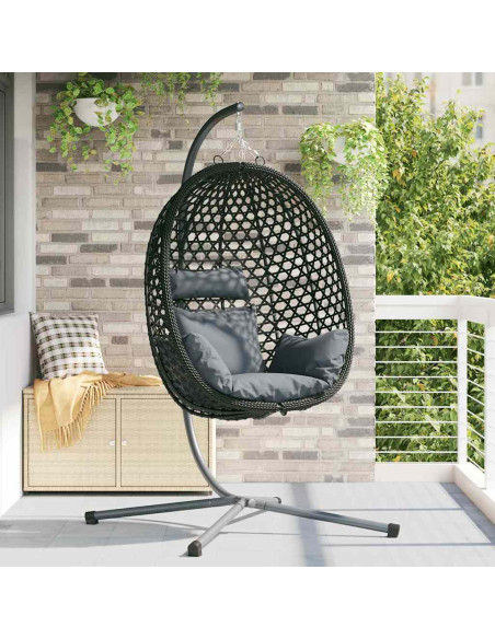 Sedia uovo sospesa Antracite e nero 104 x 100 x 191 cm