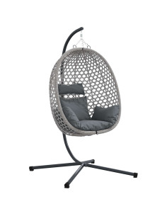 Sedia uovo sospesa antracite e grigio 104 x 100 x 191 cm