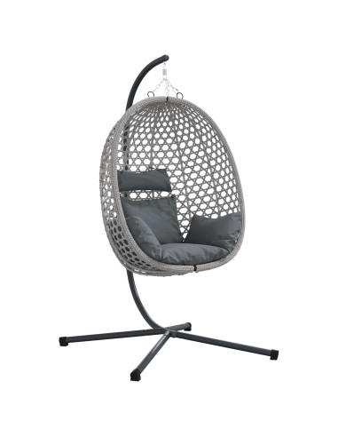 Sedia uovo sospesa antracite e grigio 104 x 100 x 191 cm