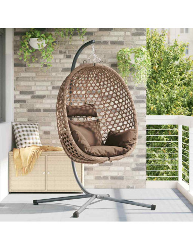 Sedia uovo sospesa Caffè 104 x 100 x 191 cm polyrattan