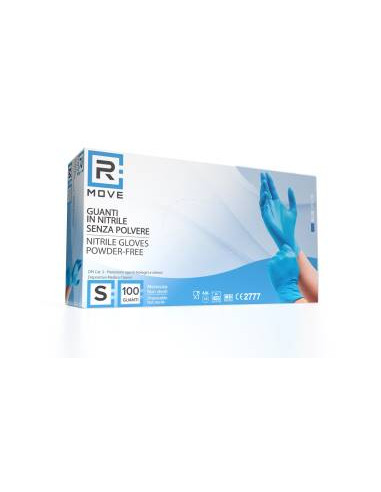 RMove 1Conf. da 100pz Tg.S - Guanti Nitrile Blu uso Medico Senza Polvere