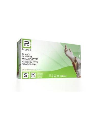 RMove 1Conf. da 100pz Tg.S - Guanti Nitrile Bianco Uso Medico Senza Polvere