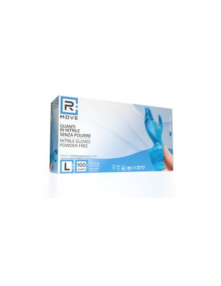 RMove 1Conf. da 100pz Tg.L - Guanti Nitrile Blu uso Medico Senza Polvere