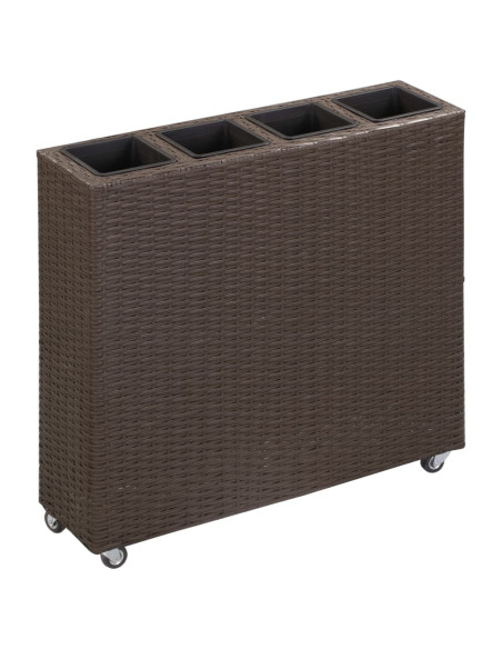 Letto Rialzato con 4 Vasi 80x22x79 cm in Polyrattan Marrone