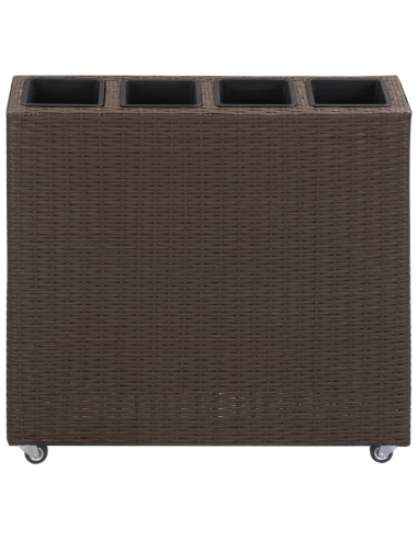 Letto Rialzato con 4 Vasi 80x22x79 cm in Polyrattan Marrone