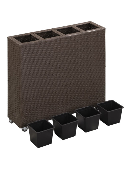Letto Rialzato con 4 Vasi 80x22x79 cm in Polyrattan Marrone