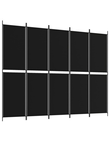 Divisorio 5 Pannelli Nero 250x200 cm Tessuto