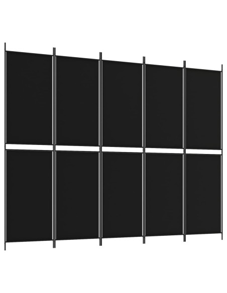 Divisorio 5 Pannelli Nero 250x200 cm Tessuto