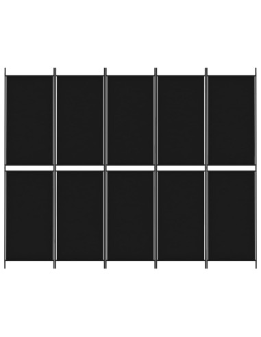 Divisorio 5 Pannelli Nero 250x200 cm Tessuto
