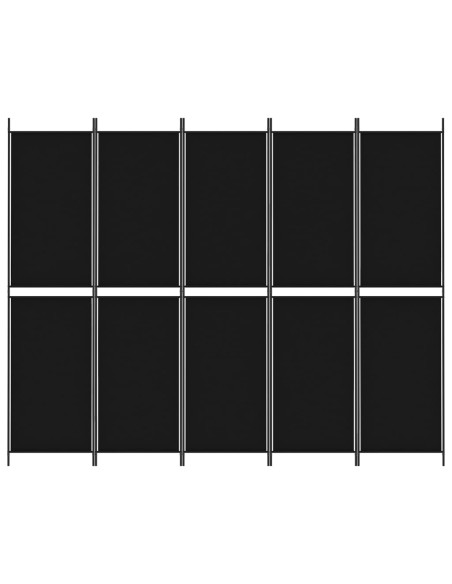 Divisorio 5 Pannelli Nero 250x200 cm Tessuto