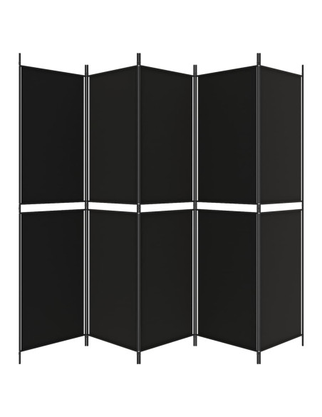 Divisorio 5 Pannelli Nero 250x200 cm Tessuto