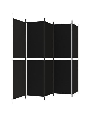 Divisorio 5 Pannelli Nero 250x200 cm Tessuto