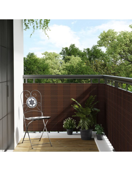 Paravento da Balcone Marrone e Nero 600x90 cm in Polyrattan