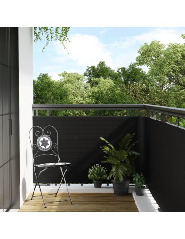 Paravento da Balcone Nero 500x100 cm in Polyrattan