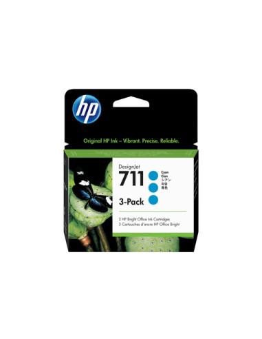 HP Confezione da 3 di cartucce inchiostro ciano DesignJet 711, 29 ml