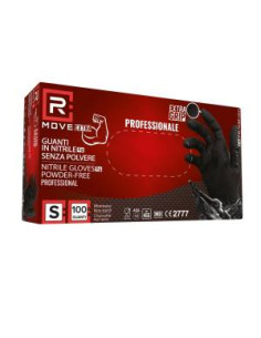 RMove 1Conf. da 100pz Tg.S 6gr da Lavoro - Guanti Nitrile Nero Senza Polvere