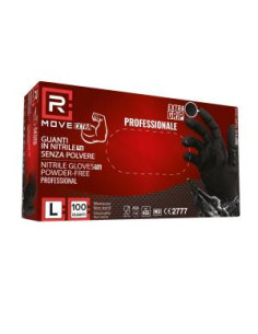 RMove 1Conf. da 100pz Tg.L 6gr da Lavoro - Guanti Nitrile Nero Senza Polvere