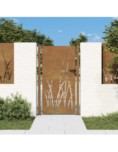 Cancello da giardino 100x200 cm in acciaio Corten con design erba