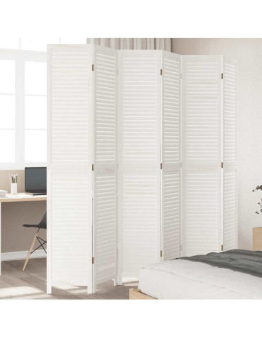 Divisorio Ambienti 6Pannelli Bianco Legno Massello di Paulownia