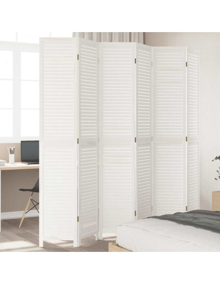 Divisorio Ambienti 6Pannelli Bianco Legno Massello di Paulownia