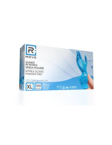 RMove 1Conf. da 100pz Tg.XL - Guanti Nitrile Blu uso Medico Senza Polvere