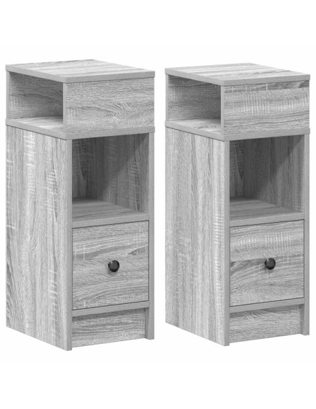 Comodini 2 pz con Cassetto Grigio Sonoma 25x31x66 cm