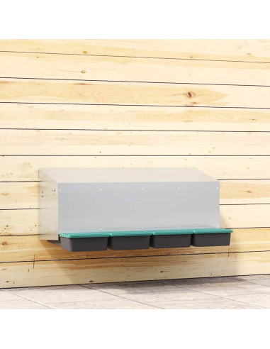 Nido per Galline a 4 Scomparti da Parete in Acciaio Zincato