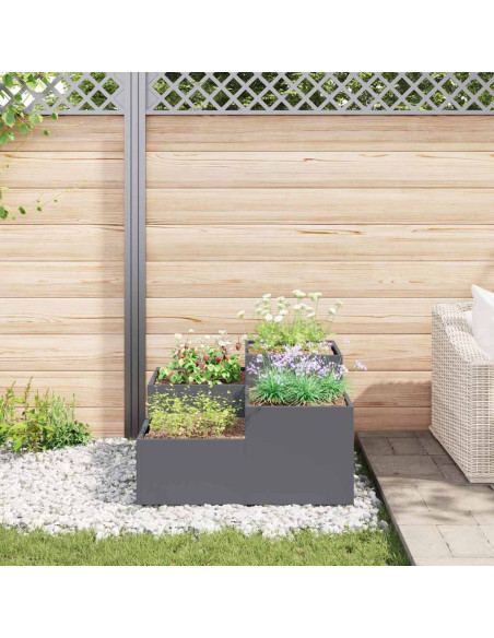 Vaso da giardino Antracite 80 x 80 x 48 cm Acciaio