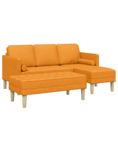 Set di divani con cuscino 2 pcs Giallo Scuro Poliestere 2