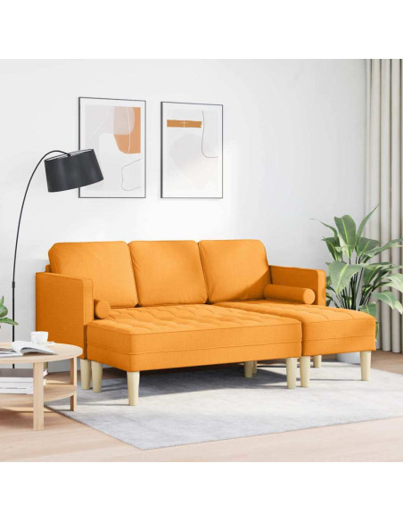 Set di divani con cuscino 2 pcs Giallo Scuro Poliestere