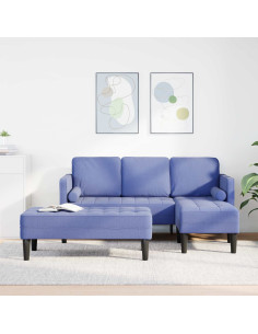 Set di divani con cuscino 2 pcs Blu jeans Poliestere