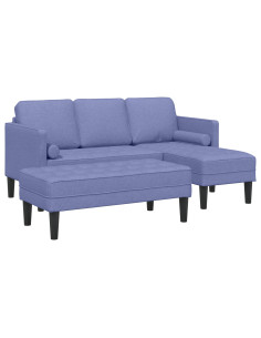 Set di divani con cuscino 2 pcs Blu jeans Poliestere 2