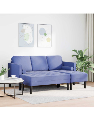 Set di divani con cuscino 2 pcs Blu jeans Poliestere